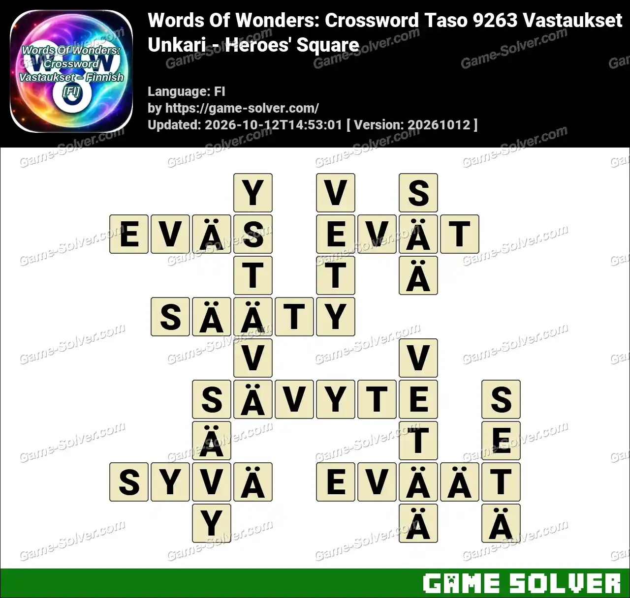Words Of Wonders: Crossword Taso 9263 Vastaukset – Unkari – Heroes’ Square